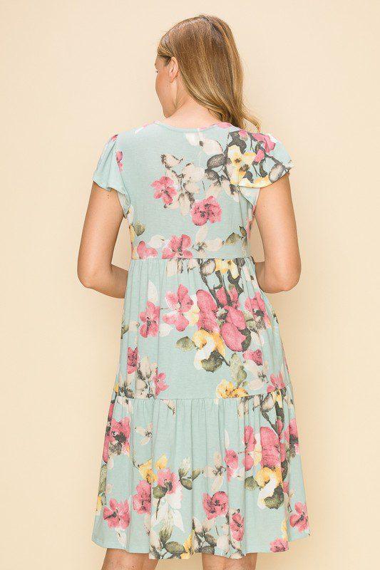 Floral Print Tiered Dress - Southern Sassy Boutique