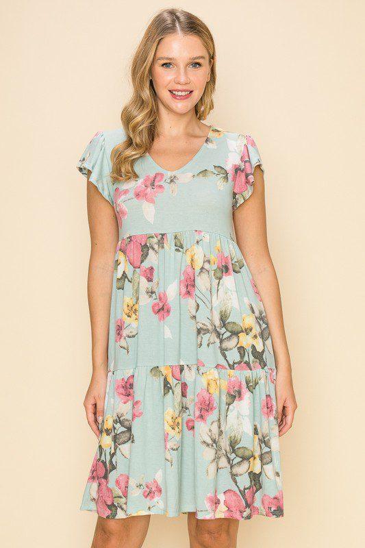 Floral Print Tiered Dress - Southern Sassy Boutique