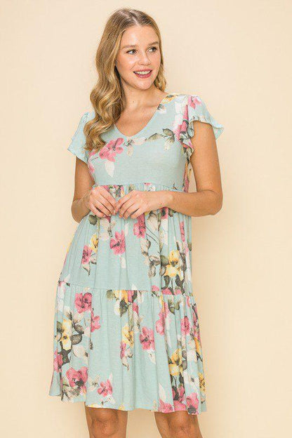 Floral Print Tiered Dress - Southern Sassy Boutique