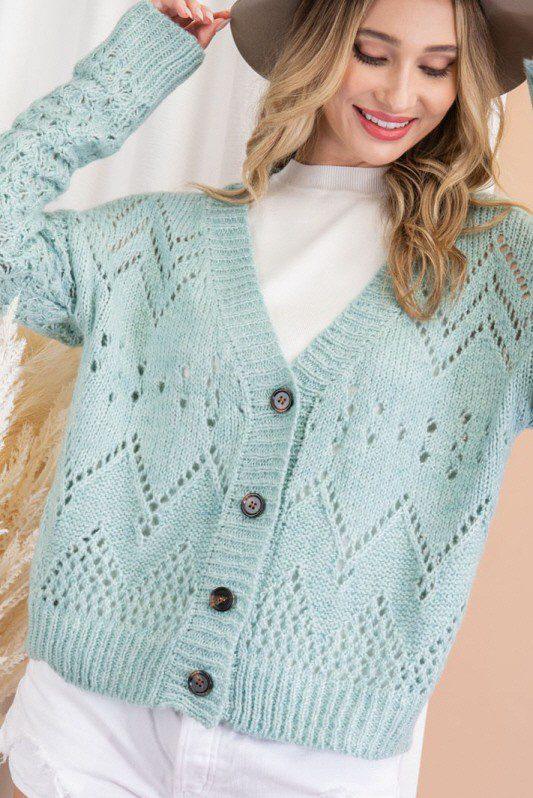 Image: Button Down Cardigan Moss | Southern Sassy Boutique