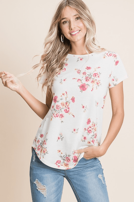 Image: Floral Print Top Ivory | Southern Sassy Boutique