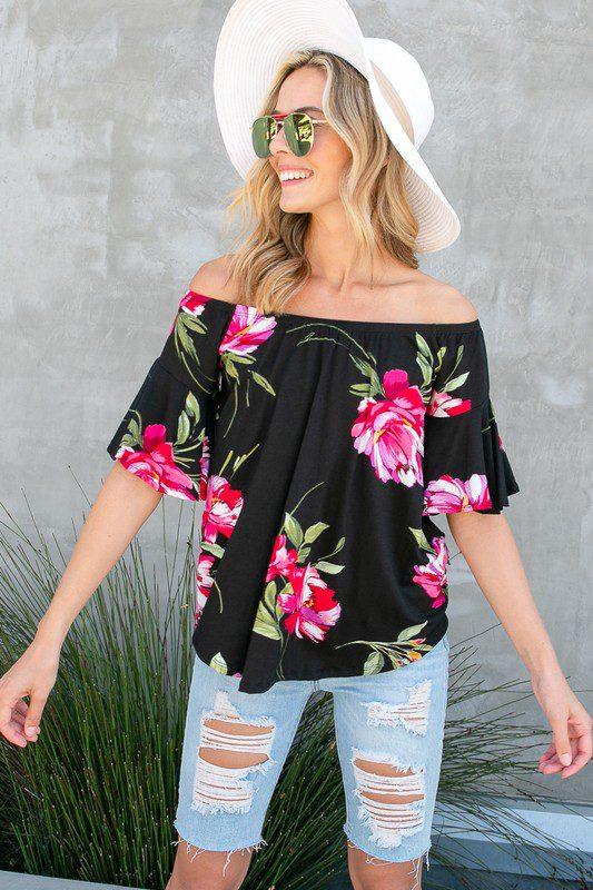 Floral Jersey Knit Top - Southern Sassy Boutique