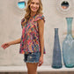 Leaf Print Ruffle Top - Southern Sassy Boutique