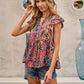 Leaf Print Ruffle Top - Southern Sassy Boutique