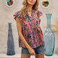 Leaf Print Ruffle Top - Southern Sassy Boutique