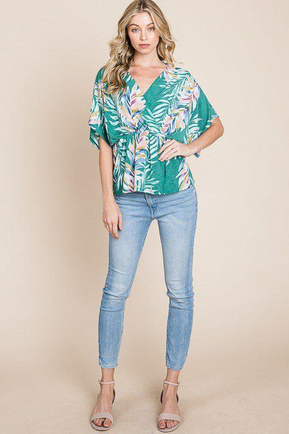 Image: Leaf Print Tunic Top Green | Southern Sassy Boutique