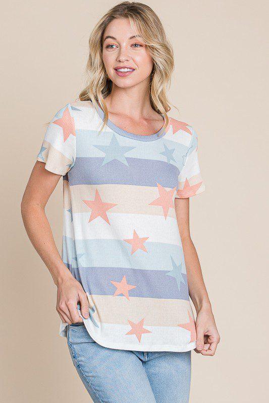 Star Print Knit Top - Southern Sassy Boutique