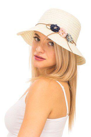 Image: Floral Sun Hat Beige | Southern Sassy Boutique