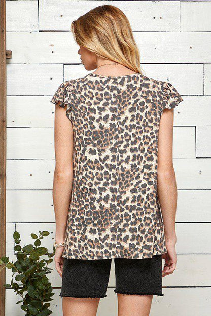 Leopard Lace Short Sleeve Top - Southern Sassy Boutique