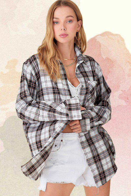 Button Down Flannel Shirt - Southern Sassy Boutique