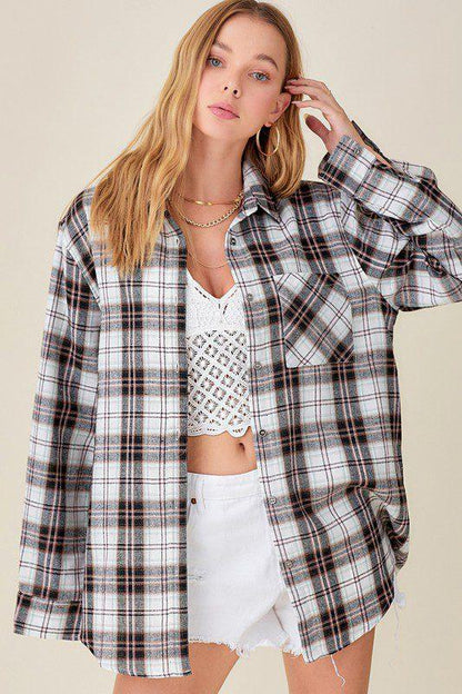 Image: Button Down Flannel Shirt Black | Southern Sassy Boutique