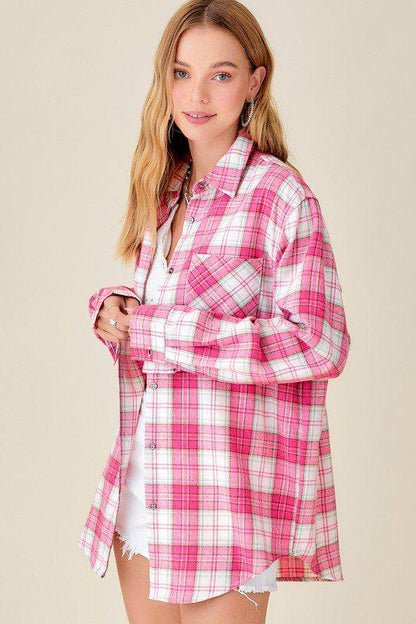 Button Down Flannel Shirt - Southern Sassy Boutique