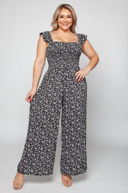 Image: Floral Print Jumpsuit Black | Southern Sassy Boutique