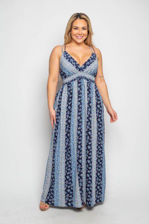 Image: Boho Print Dress Navy Blue | Southern Sassy Boutique