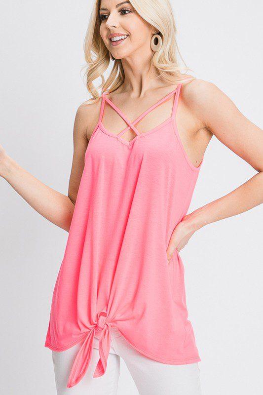 Image: Criss Cross V-Neck Top Coral | Southern Sassy Boutique