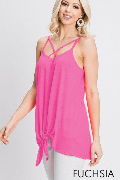 Image: Criss Cross V-Neck Top Fuchsia | Southern Sassy Boutique