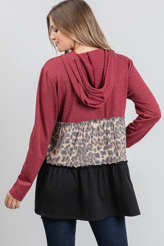 Animal Print Babydoll Hoodie - Southern Sassy Boutique