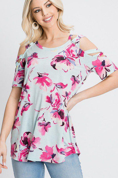 Image: Crossed Cold Shoulder Top Mint | Southern Sassy Boutique