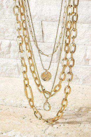 Image: Layered Bold Mixed Chains Gold | Southern Sassy Boutique