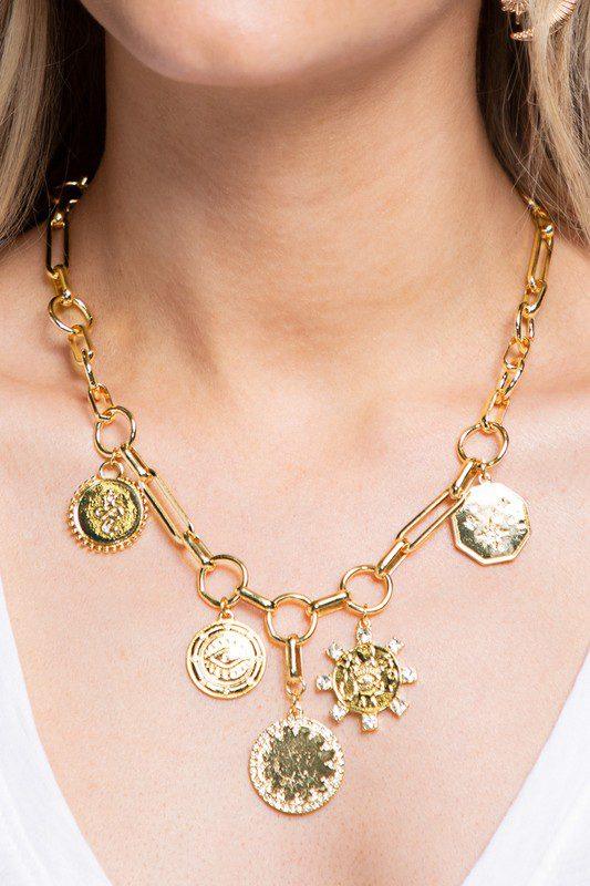 Image: Moon & Star Link Chain Pendant Necklace Gold | Southern Sassy Boutique