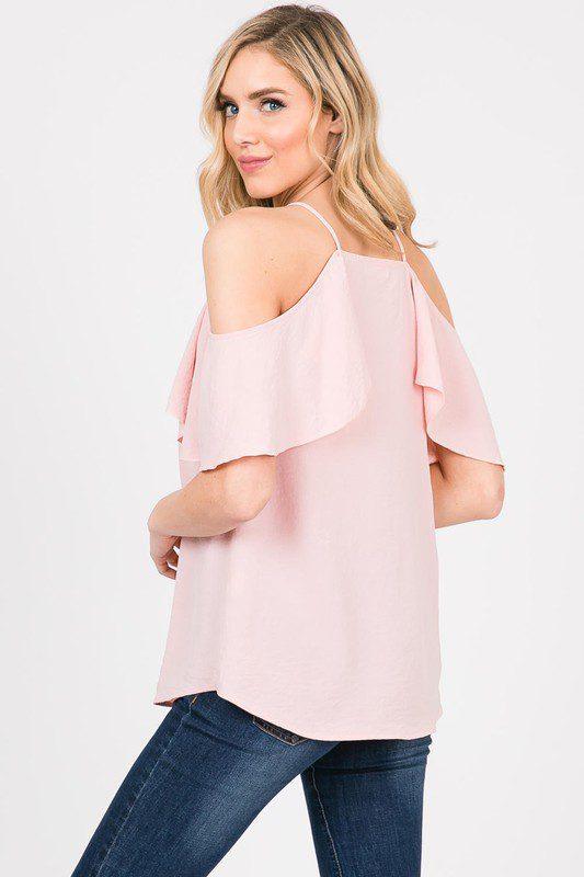 Cold Shoulder Ruffle Top - Southern Sassy Boutique
