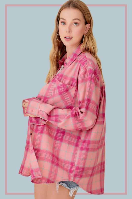 Button Down Flannel Shirt - Southern Sassy Boutique