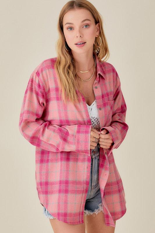 Button Down Flannel Shirt - Southern Sassy Boutique