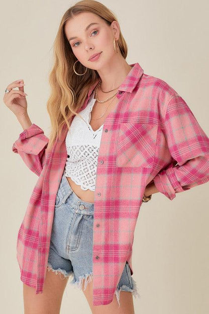 Button Down Flannel Shirt - Southern Sassy Boutique