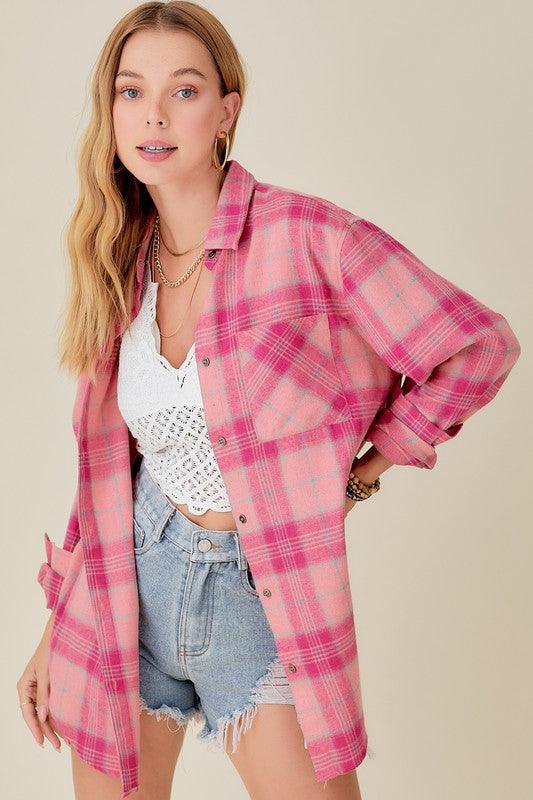 Button Down Flannel Shirt - Southern Sassy Boutique