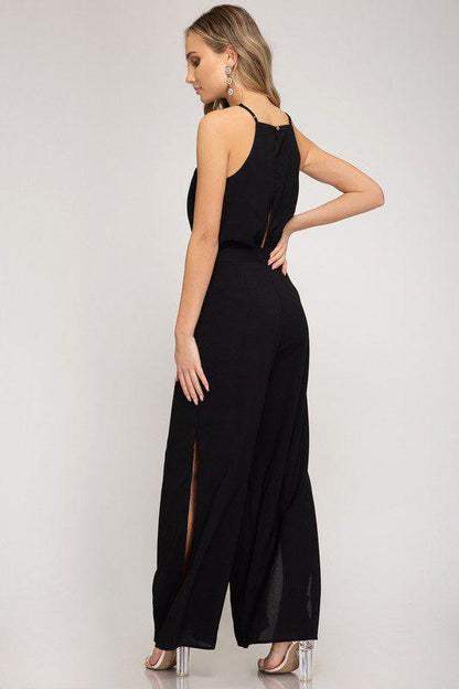 Wide Leg Black Jumpsuit - Southern Sassy Boutique