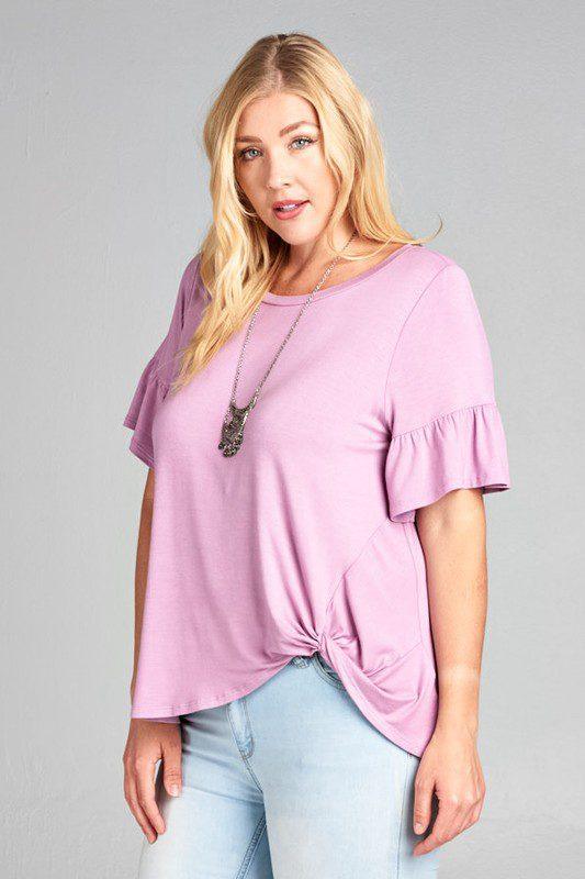 Image: Curvy Casual Side Twist Knit Top Lavendar | Southern Sassy Boutique