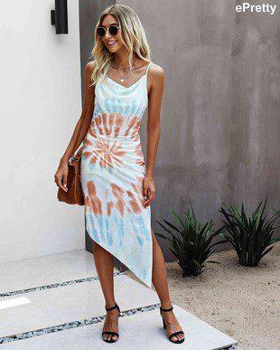 Image: Tie-dye Dress Orange/Blue | Southern Sassy Boutique