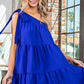 Image: One Shoulder Tier Dress Blue | Southern Sassy Boutique