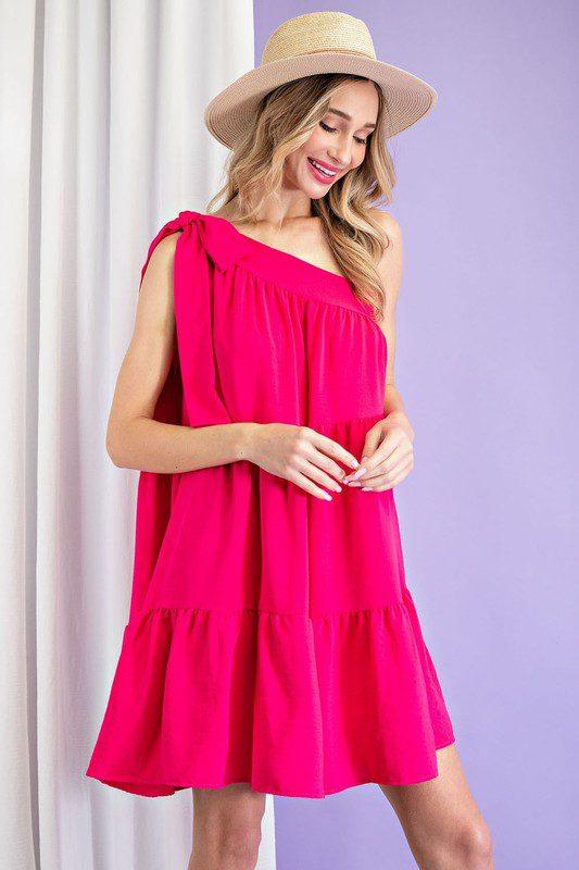 One Shoulder Tier Dress - Southern Sassy Boutique