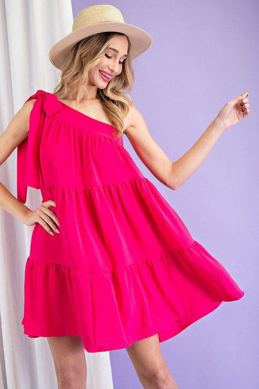 One Shoulder Tier Dress - Southern Sassy Boutique