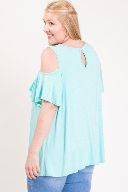 Cold Shoulder Ruffle Top - Southern Sassy Boutique