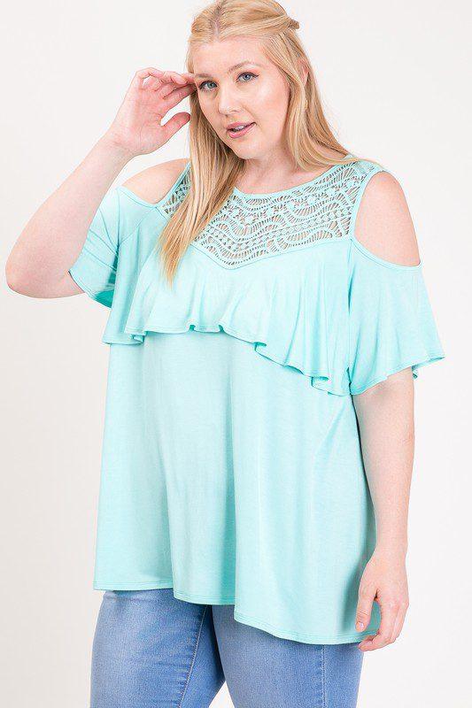 Cold Shoulder Ruffle Top - Southern Sassy Boutique