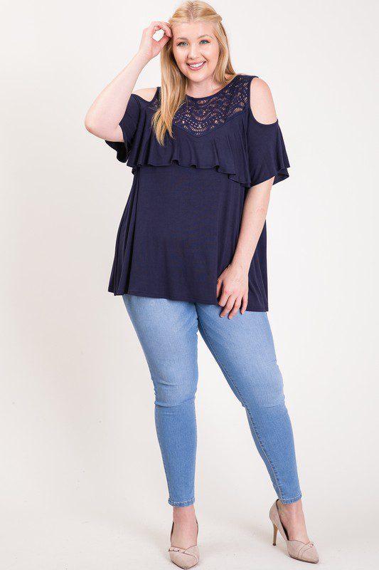 Cold Shoulder Ruffle Top - Southern Sassy Boutique