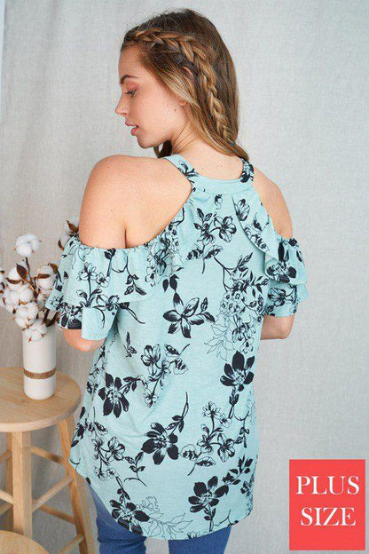 Off Shoulder Floral Top With Ruffle Sleeves - Southern Sassy Boutique