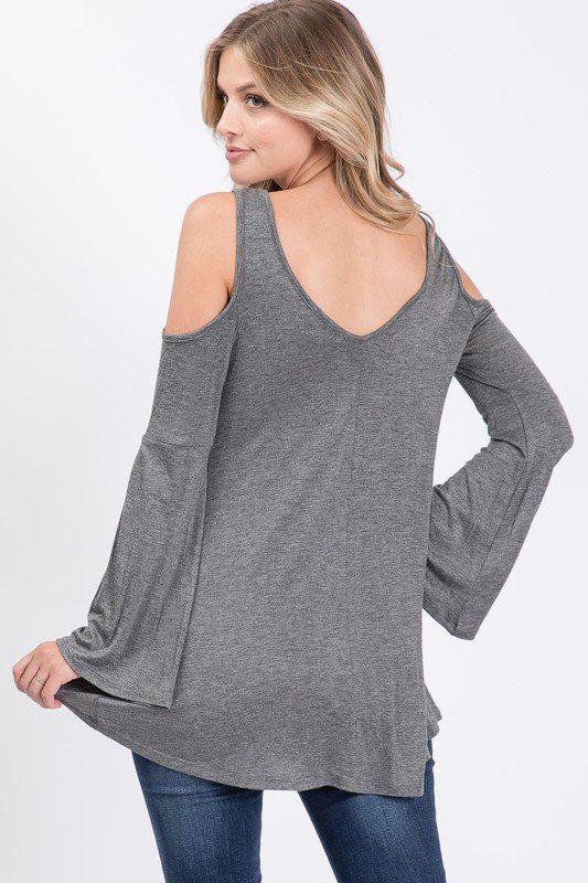 Criss Cross Cold Shoulder Top - Southern Sassy Boutique