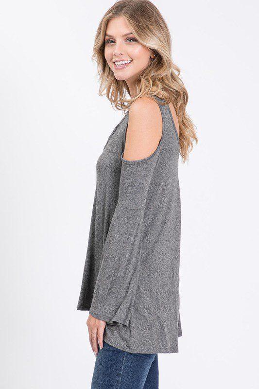 Criss Cross Cold Shoulder Top - Southern Sassy Boutique