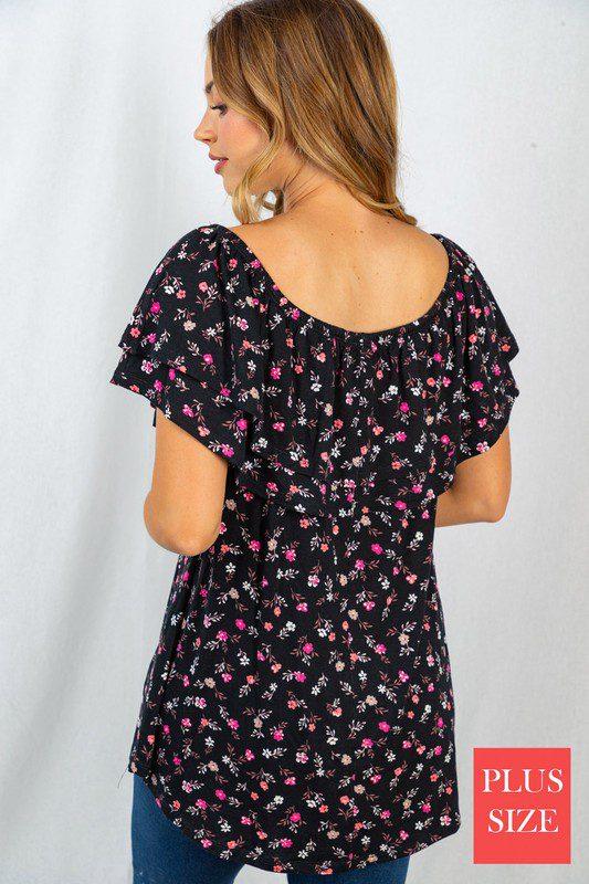 Floral Print Cold Shoulder Knit Top - Southern Sassy Boutique