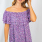 Image: Floral Print Cold Shoulder Knit Top Lavender | Southern Sassy Boutique