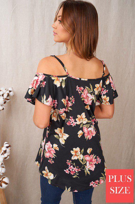 Cold Shoulder Floral Print Top - Southern Sassy Boutique