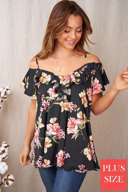 Cold Shoulder Floral Print Top - Southern Sassy Boutique