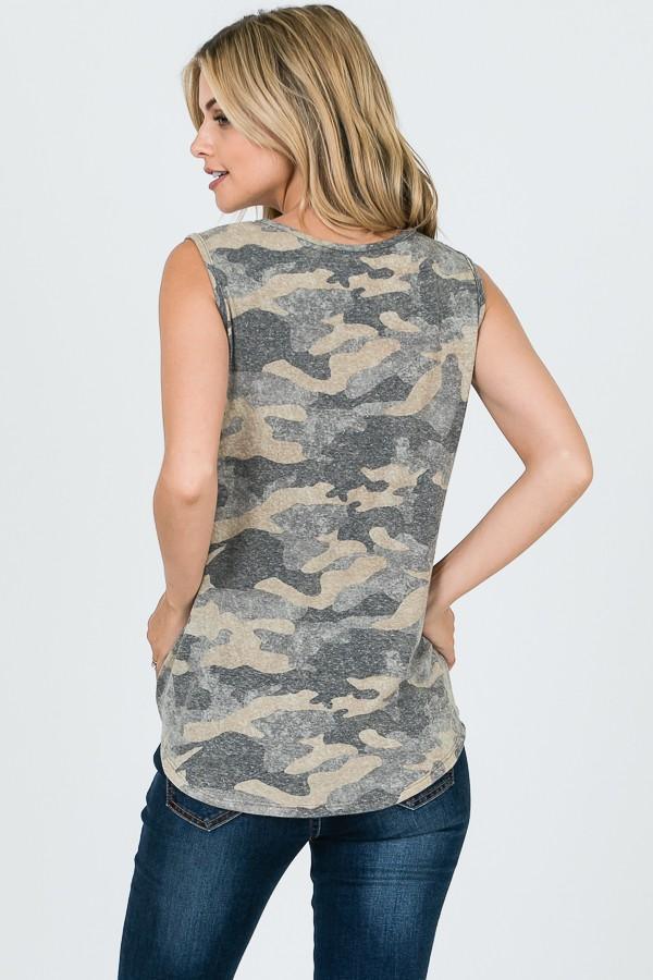 Camo Knotted Tank Top - Southern Sassy Boutique