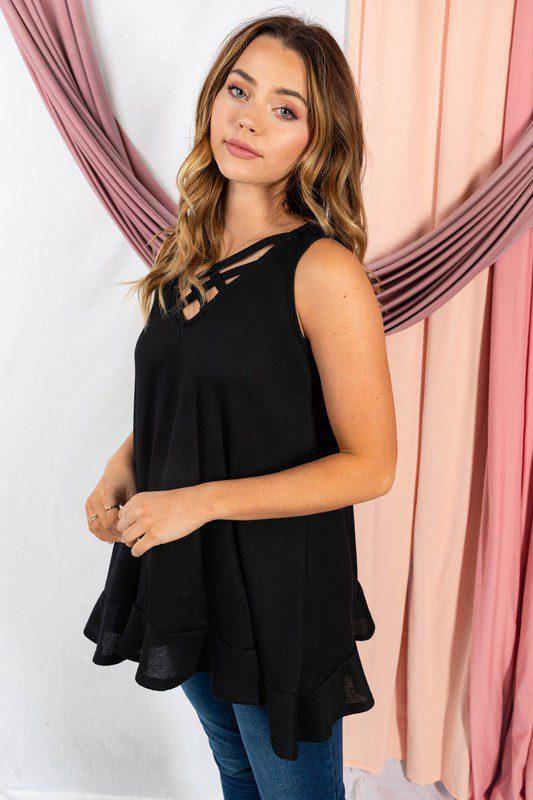 Thermal Strappy Knit Tank Top - Southern Sassy Boutique