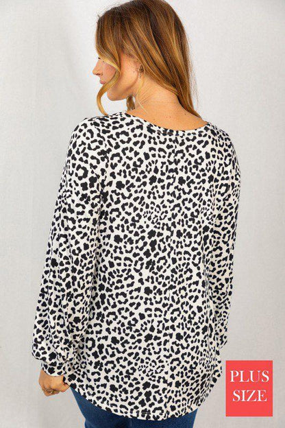 Cheetah Print Top With Keyhole Front - Southern Sassy Boutique