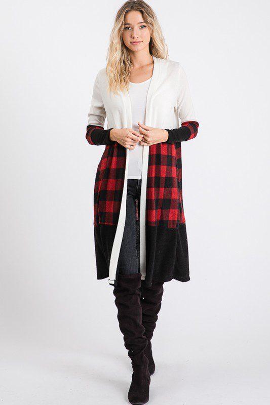 Image: Color Block Cardigan Black Ivory | Southern Sassy Boutique