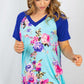 Floral Print V-neck Print Knit Top - Southern Sassy Boutique